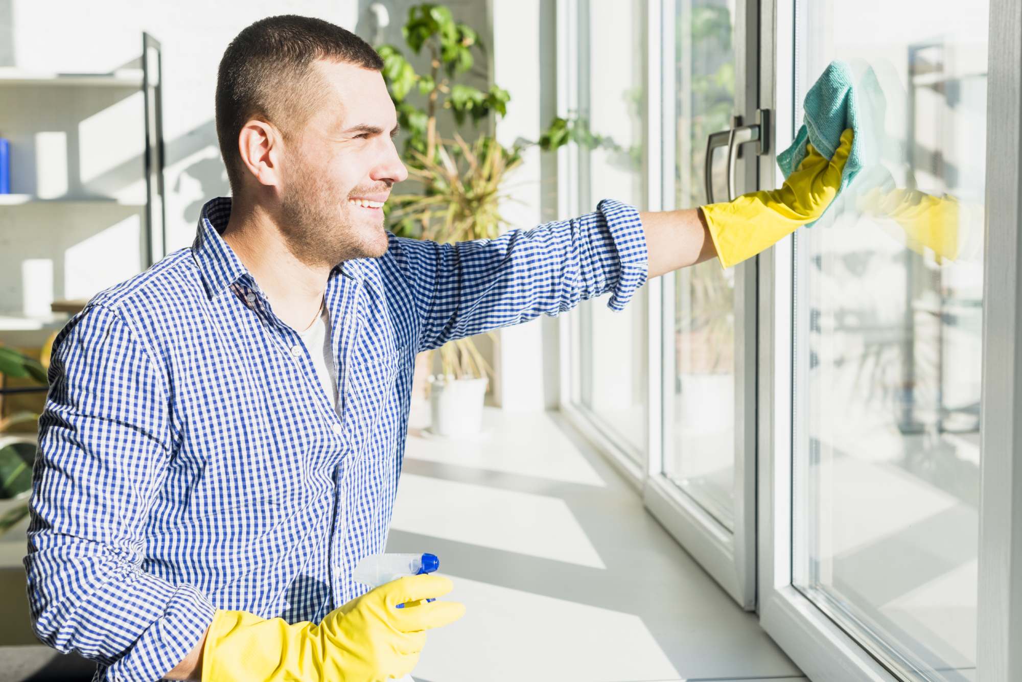 Oscar Cleaning Services team member cleaning safely and thoroughly